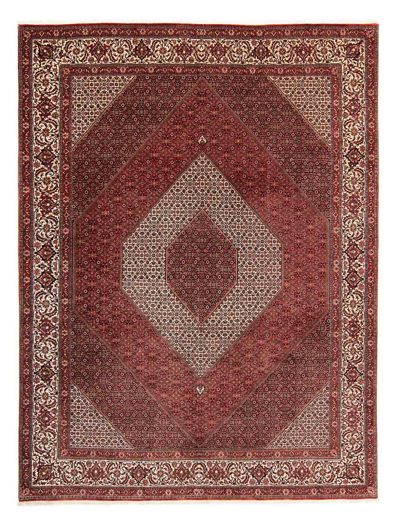 Persisk tæppe - Bijar - 397 x 296 cm - mørkerød