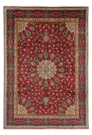 Persisk tæppe - Tabriz - Royal - 349 x 243 cm - mørkerød
