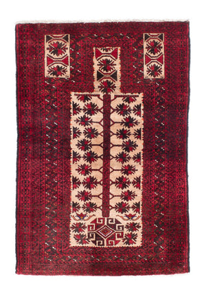 Baluch-tæppe - 136 x 91 cm - mørkerød