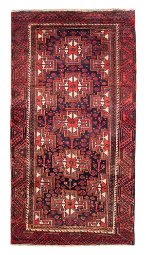 Løber Baluch-tæppe - 221 x 110 cm - rød