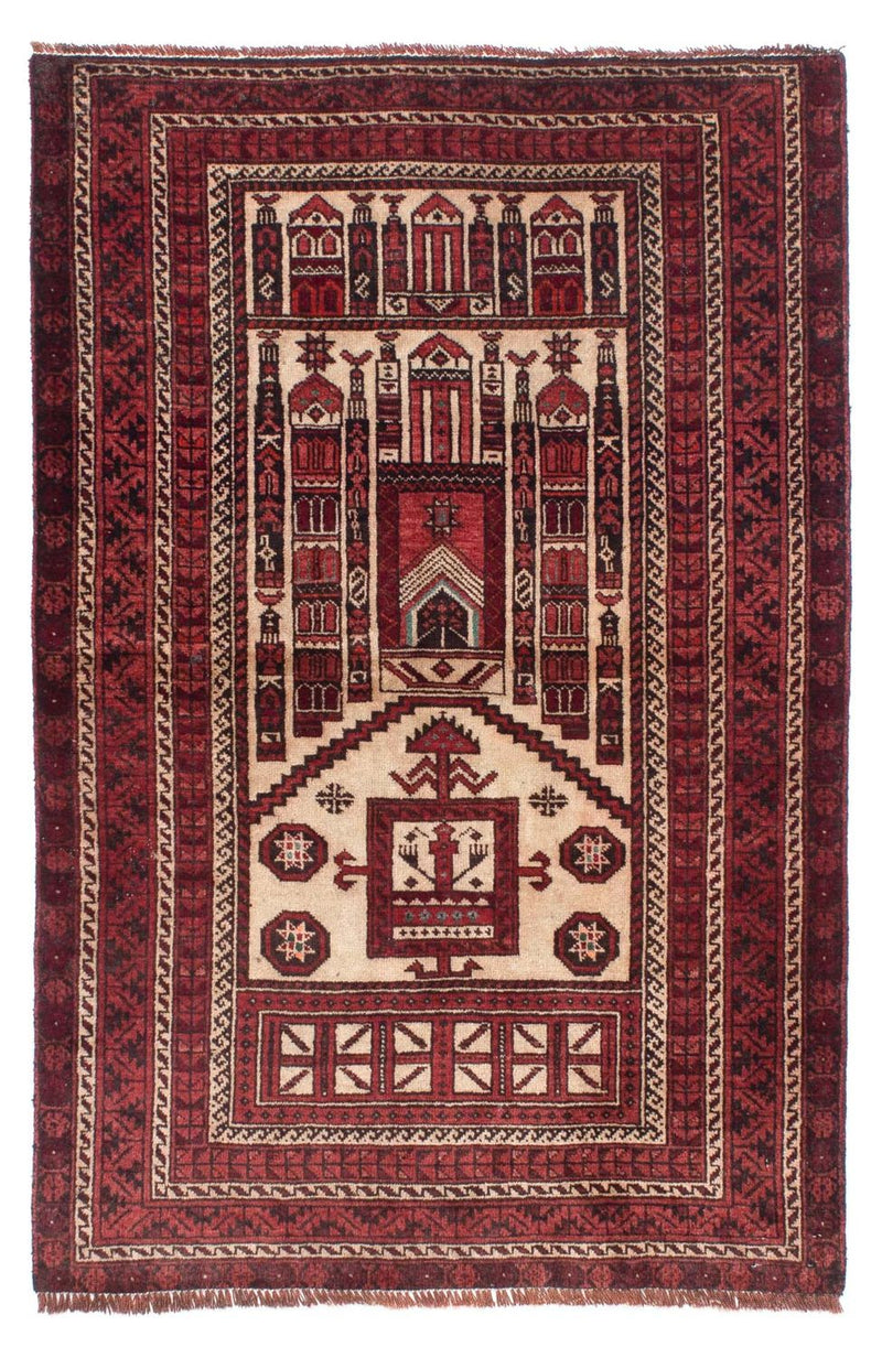 Baluch-tæppe - 138 x 89 cm - mørkerød