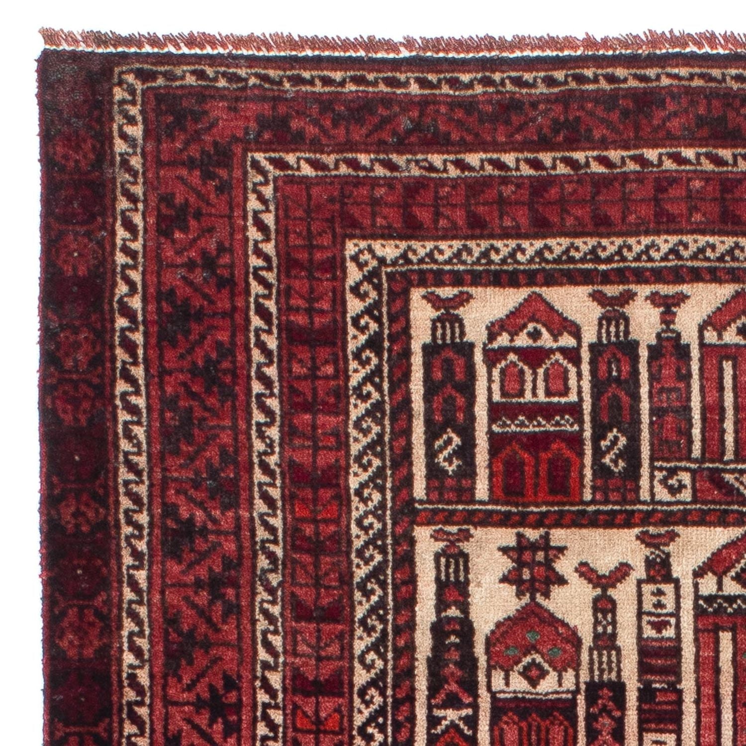 Baluch-tæppe - 138 x 89 cm - mørkerød