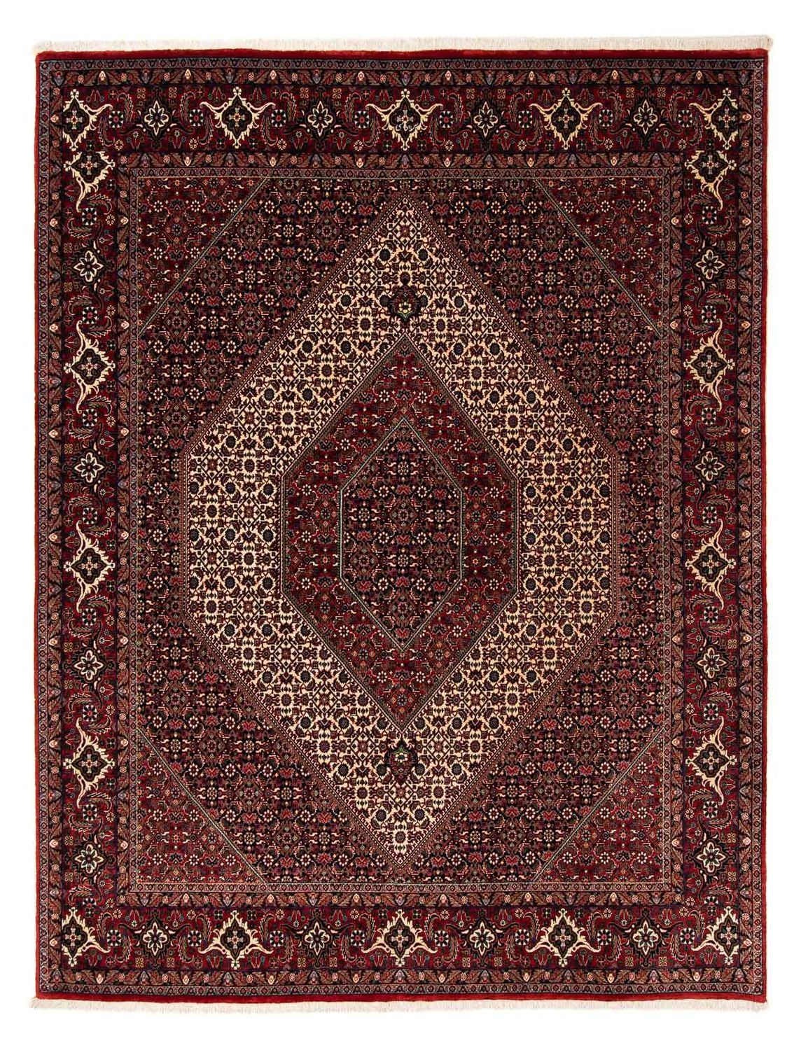 Persisk tæppe - Bijar - 248 x 202 cm - mørkerød