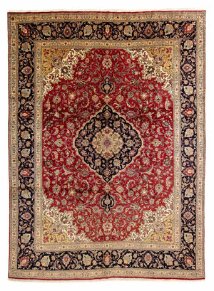 Persisk tæppe - Tabriz - 380 x 300 cm - mørkerød