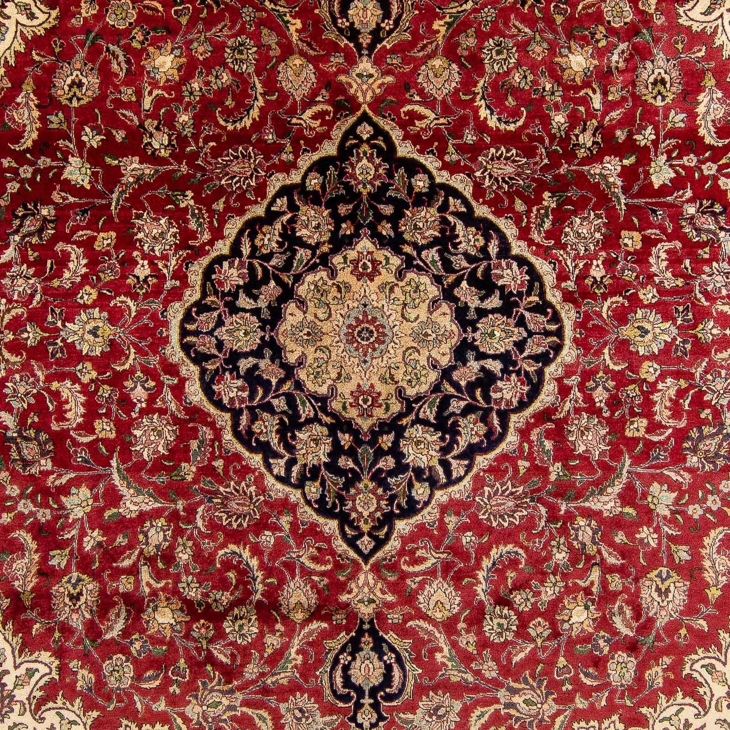 Persisk tæppe - Tabriz - 380 x 300 cm - mørkerød