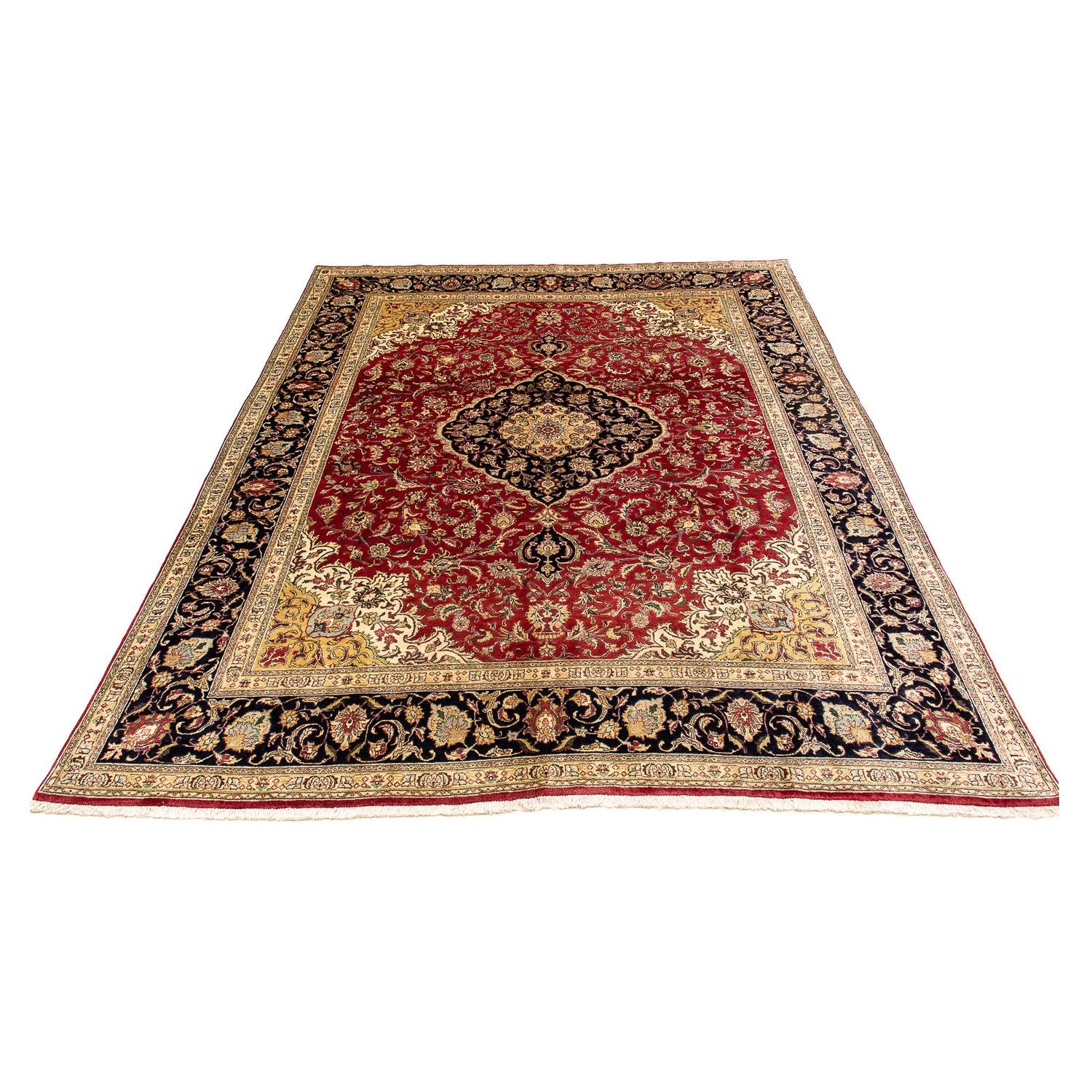 Persisk tæppe - Tabriz - 380 x 300 cm - mørkerød