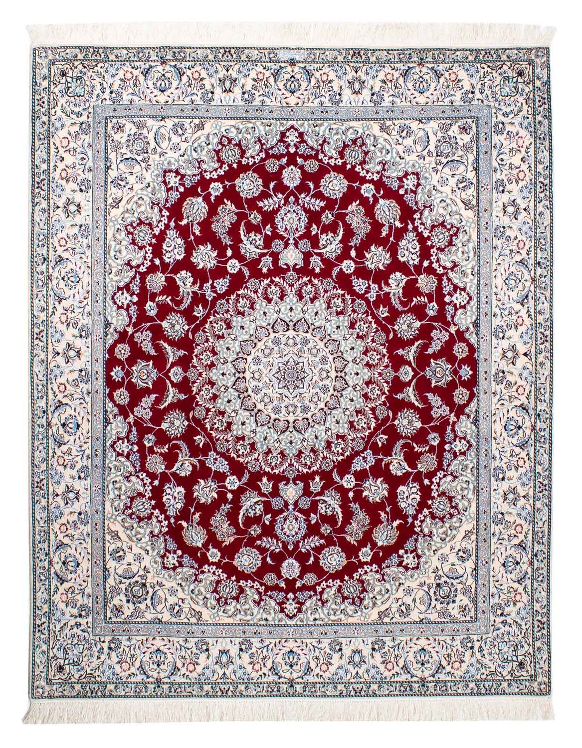 Persisk tæppe - Nain - Premium - 196 x 158 cm - mørkerød