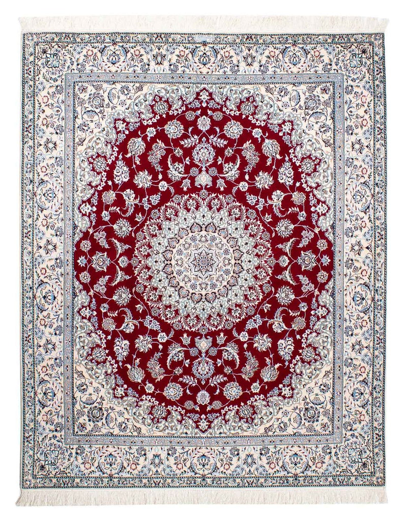 Persisk tæppe - Nain - Premium - 196 x 158 cm - mørkerød