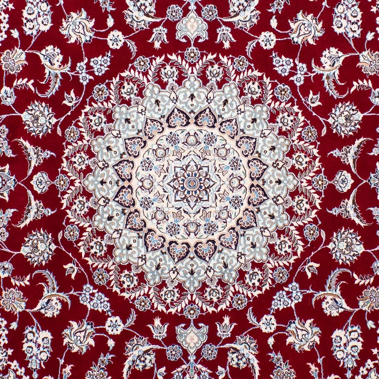 Persisk tæppe - Nain - Premium - 196 x 158 cm - mørkerød