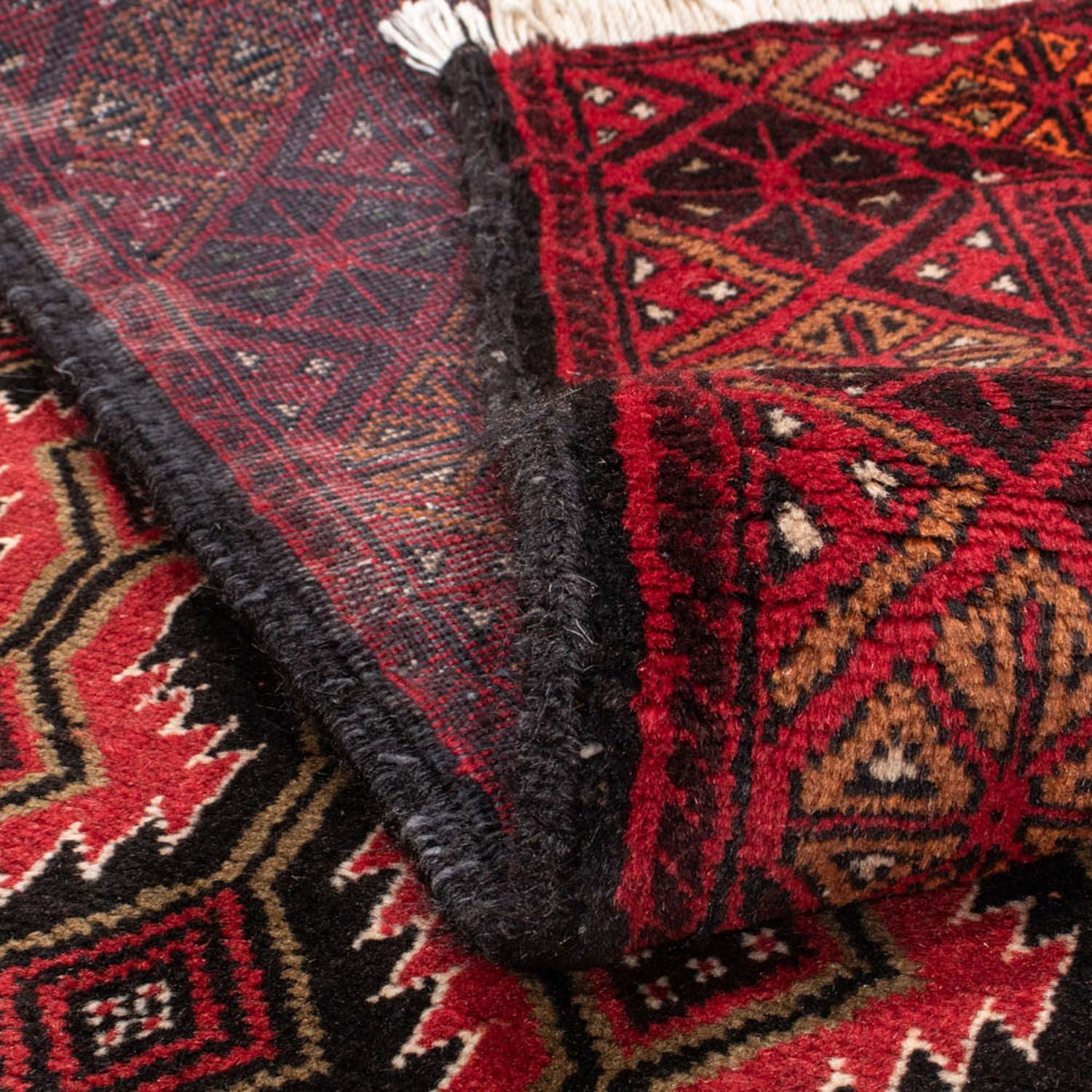 Løber Baluch-tæppe - 219 x 110 cm - mørkerød
