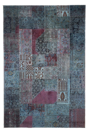 Patchwork-tæppe - 291 x 194 cm - blå