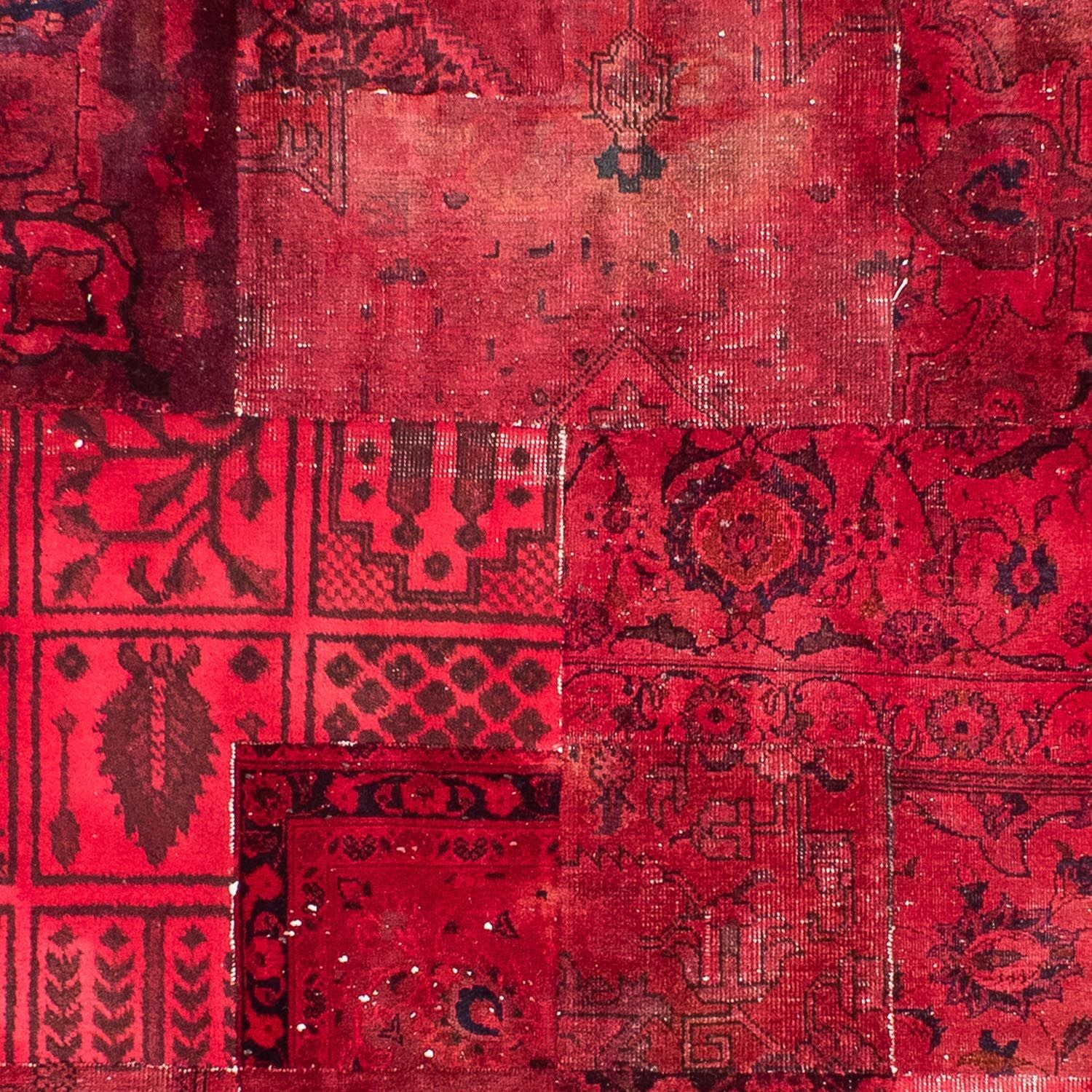 Patchwork-tæppe - 293 x 194 cm - mørkerød