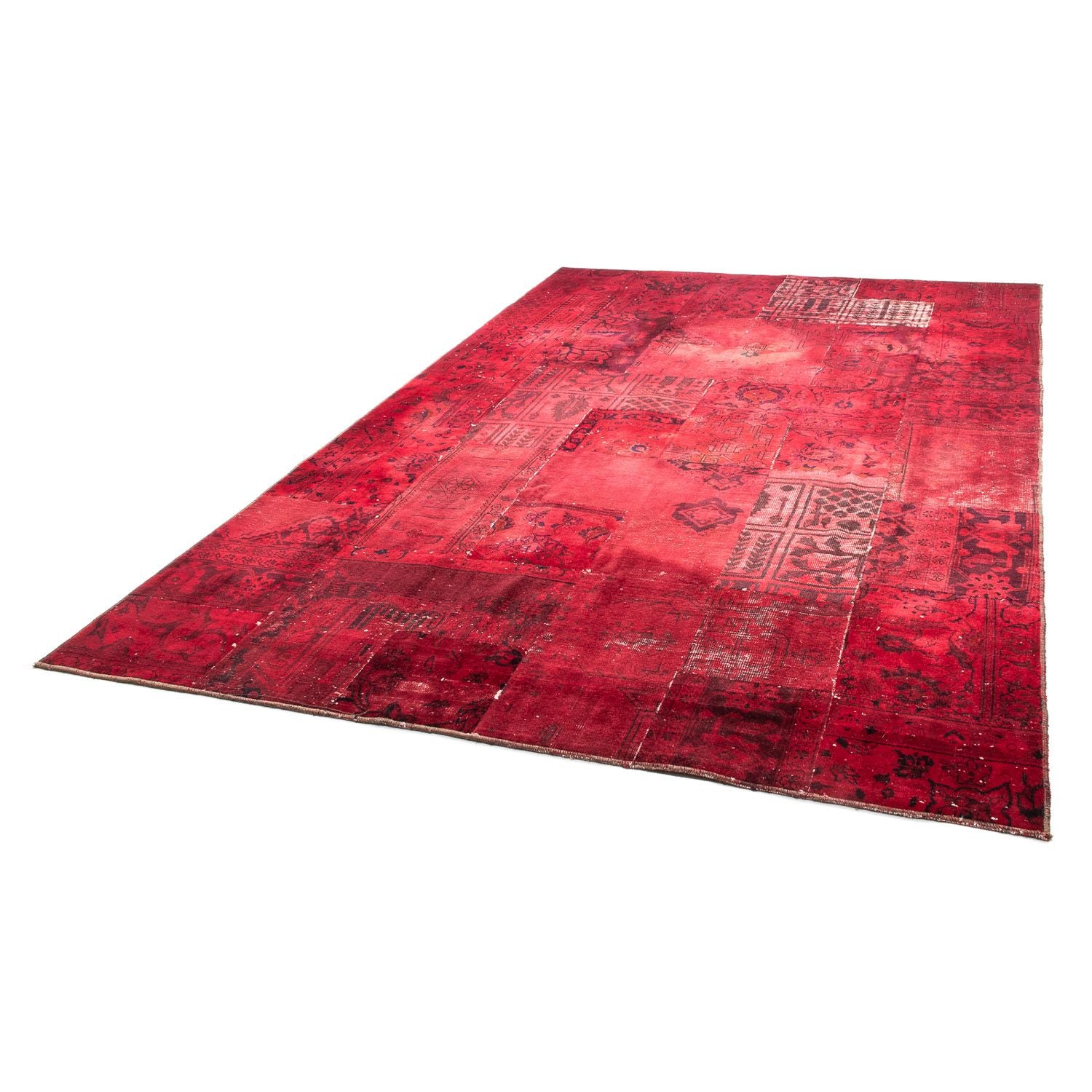 Patchwork-tæppe - 293 x 194 cm - mørkerød