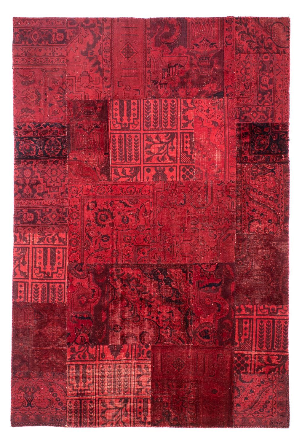 Patchwork-tæppe - 296 x 196 cm - mørkerød