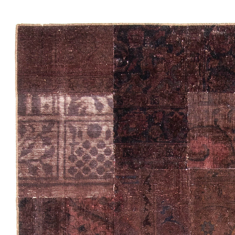 Patchwork-tæppe - 233 x 195 cm - mørkebrun