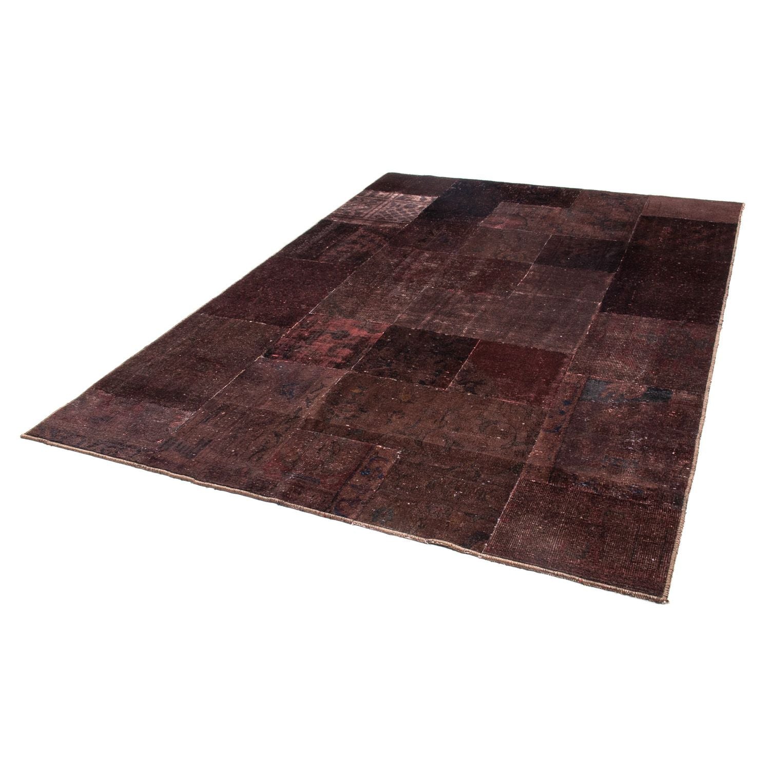 Patchwork-tæppe - 233 x 195 cm - mørkebrun