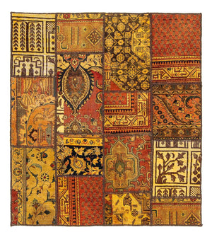Patchwork-tæppe firkantet  - 151 x 142 cm - flerfarvet