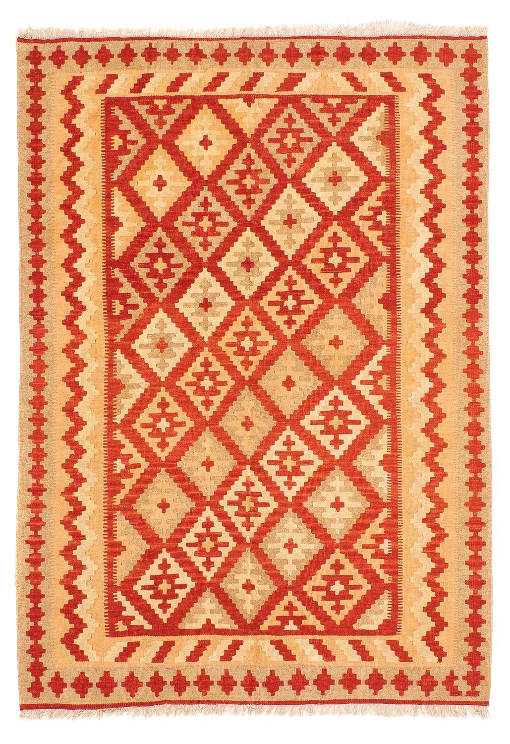 Kelim-tæppe - orientalsk - 206 x 152 cm - mørkerød