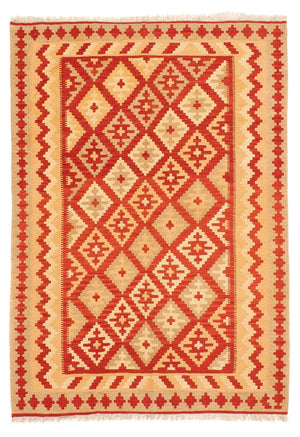 Kelim-tæppe - orientalsk - 206 x 152 cm - mørkerød