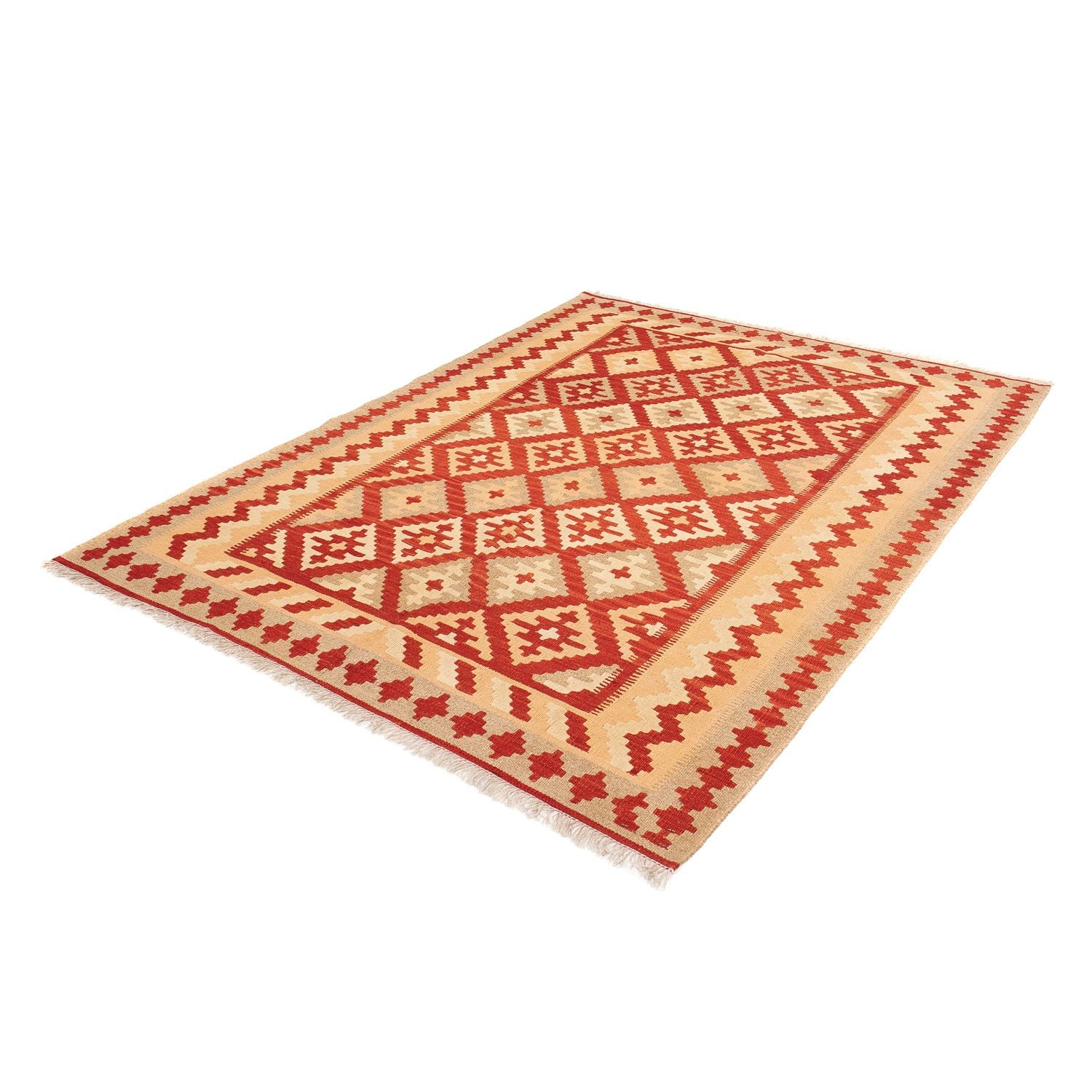 Kelim-tæppe - orientalsk - 206 x 152 cm - mørkerød