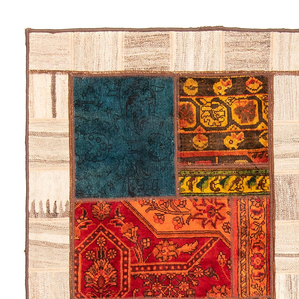 Patchwork-tæppe 161x221cm - Perserteppich Wollteppich