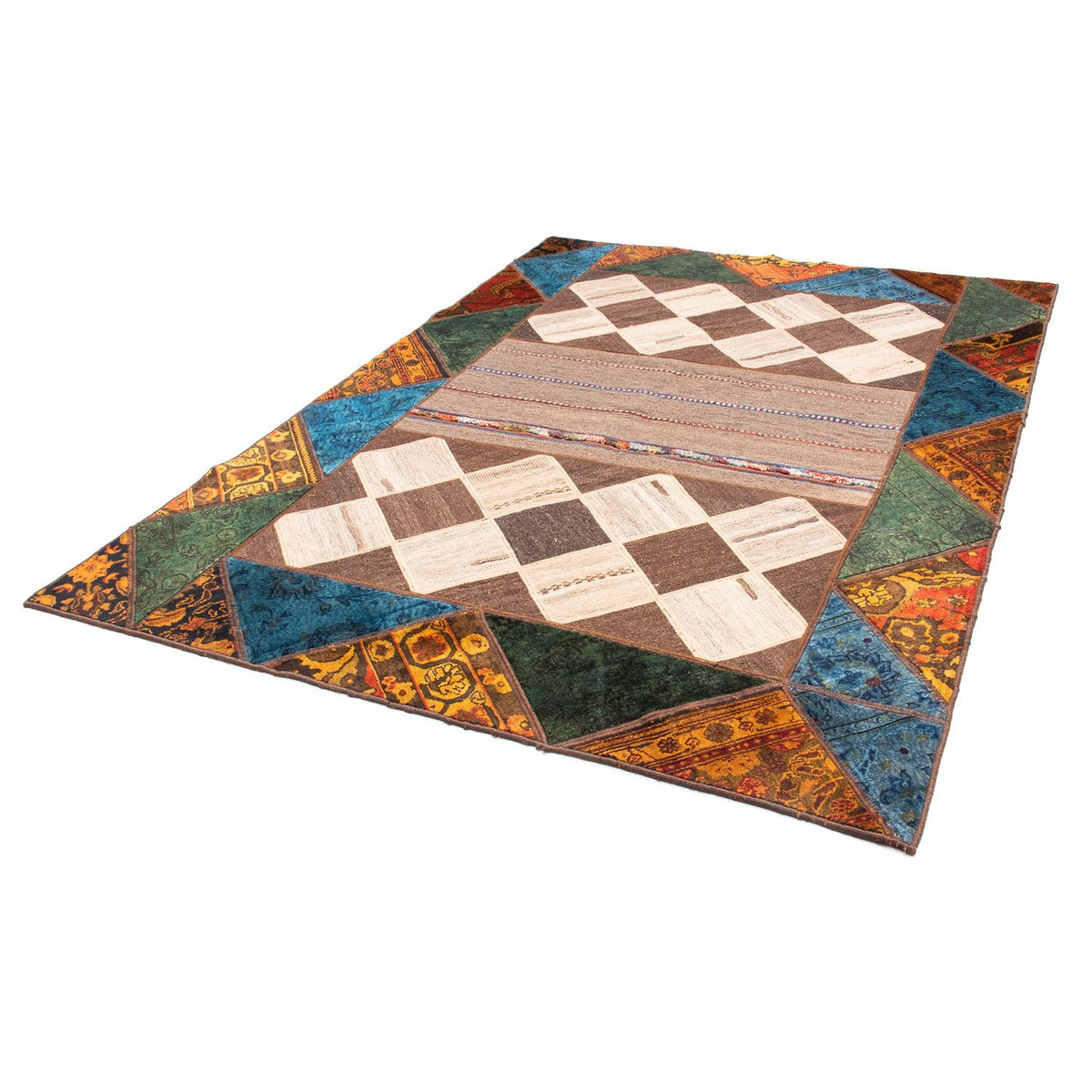 Patchwork-tæppe - 224 x 164 cm - flerfarvet