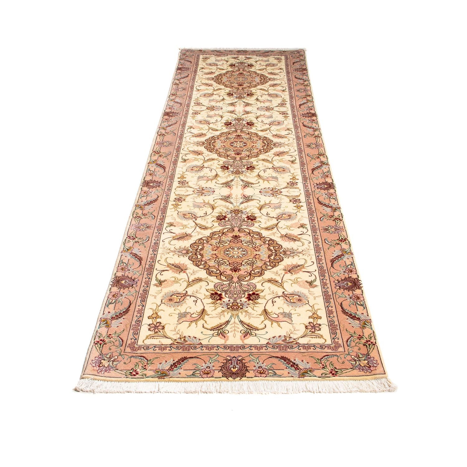 Løber Persisk tæppe - Tabriz - Royal - 310 x 88 cm - beige