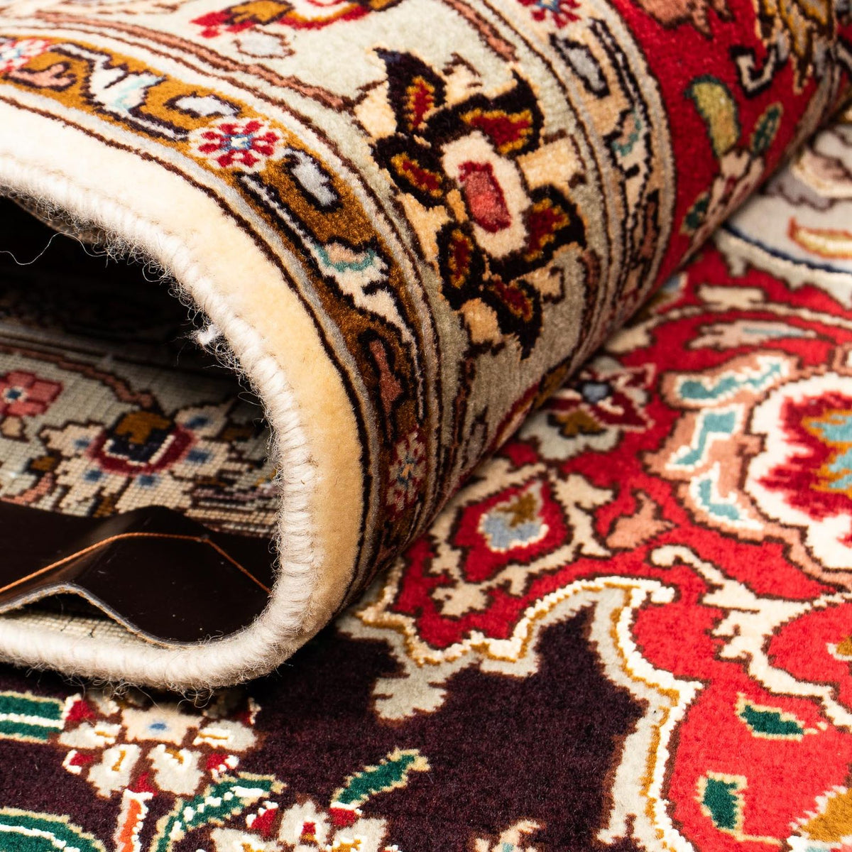 Persisk tæppe - Tabriz - 393 x 300 cm - lysrød