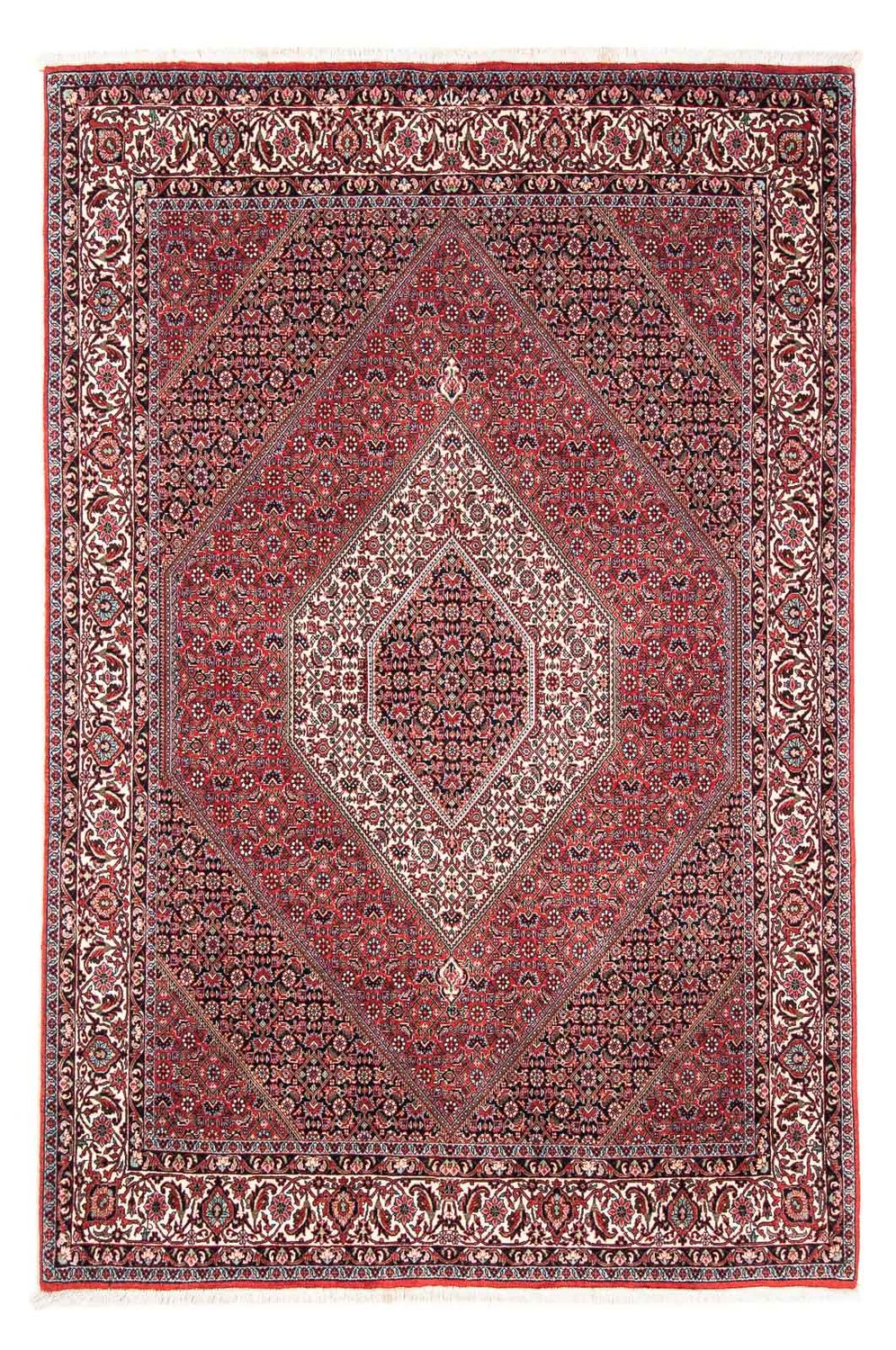 Persisk tæppe - Bijar - 241 x 172 cm - mørkerød