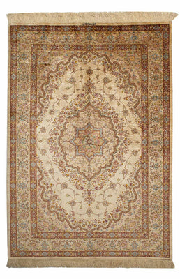 Silketæppe - Ghom Silk - Premium - 188 x 130 cm - beige