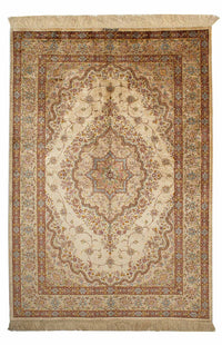 Silketæppe - Ghom Silk - Premium - 188 x 130 cm - beige