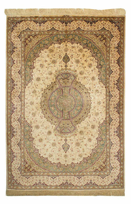 Silketæppe - Ghom Silk - Premium - 197 x 131 cm - beige
