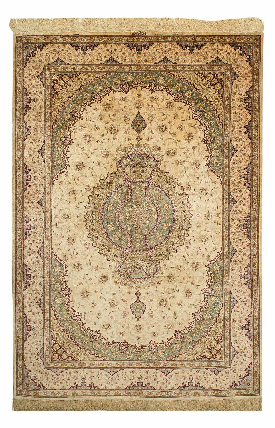 Silketæppe - Ghom Silk - Premium - 197 x 131 cm - beige