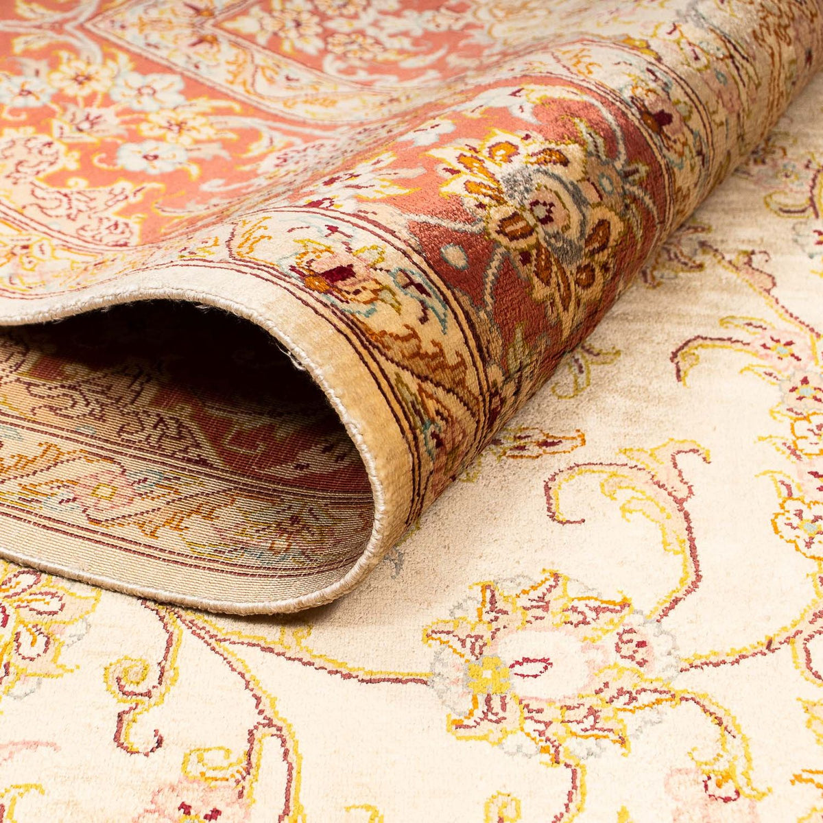 Silketæppe - Ghom Silk - Premium - 210 x 130 cm - beige