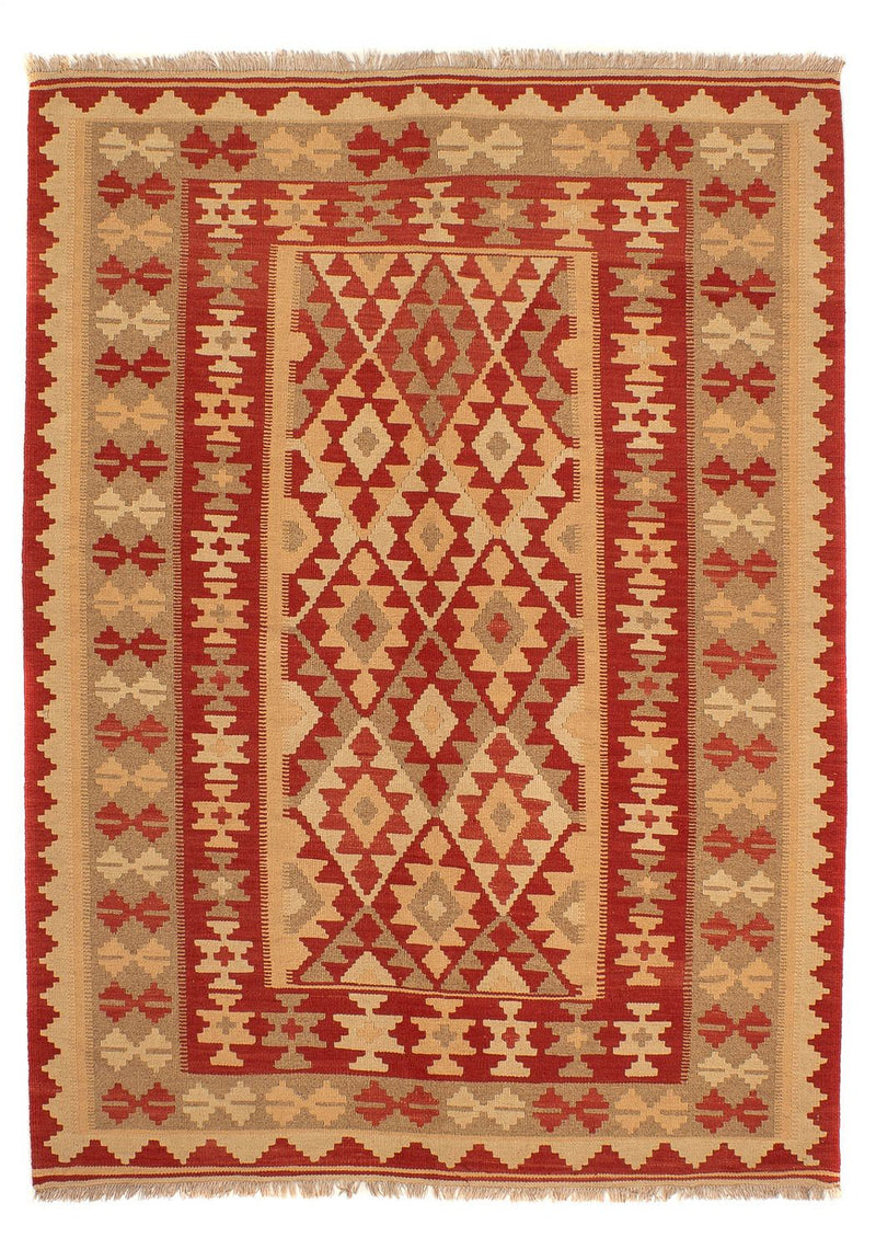 Kelim-tæppe - orientalsk - 198 x 146 cm - mørkerød