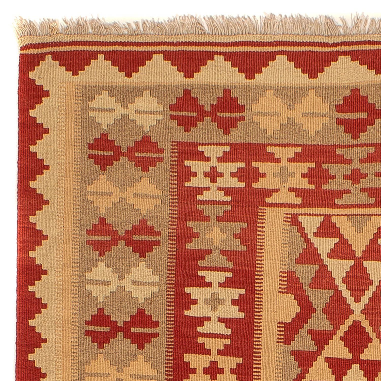 Kelim-tæppe - orientalsk - 198 x 146 cm - mørkerød