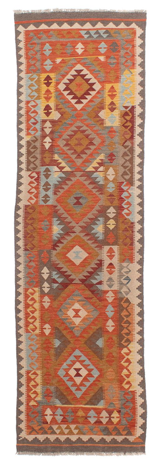 Løber Kelim Carpet - Splash - 296 x 76 cm - lysrød