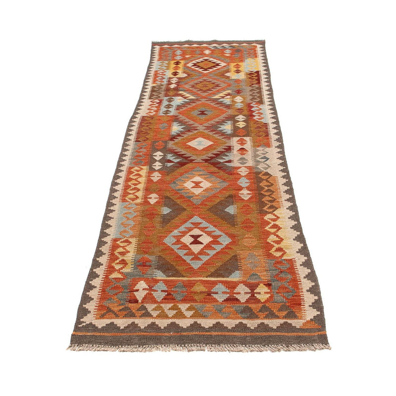 Løber Kelim Carpet - Splash - 296 x 76 cm - lysrød