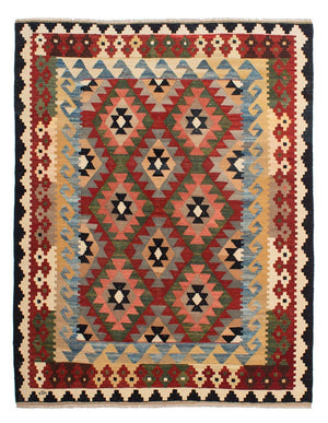 Kelim Carpet - Splash - 201 x 162 cm - flerfarvet