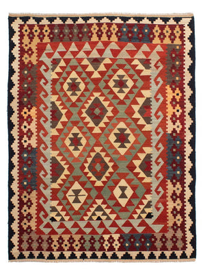 Kelim Carpet - Splash - 215 x 157 cm - flerfarvet