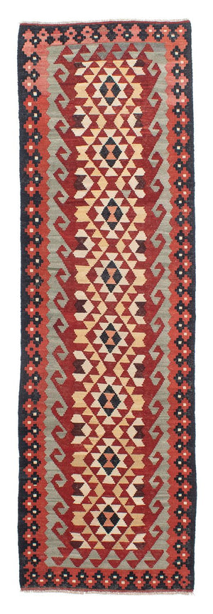 Løber Kelim Carpet - Splash - 285 x 87 cm - lysrød