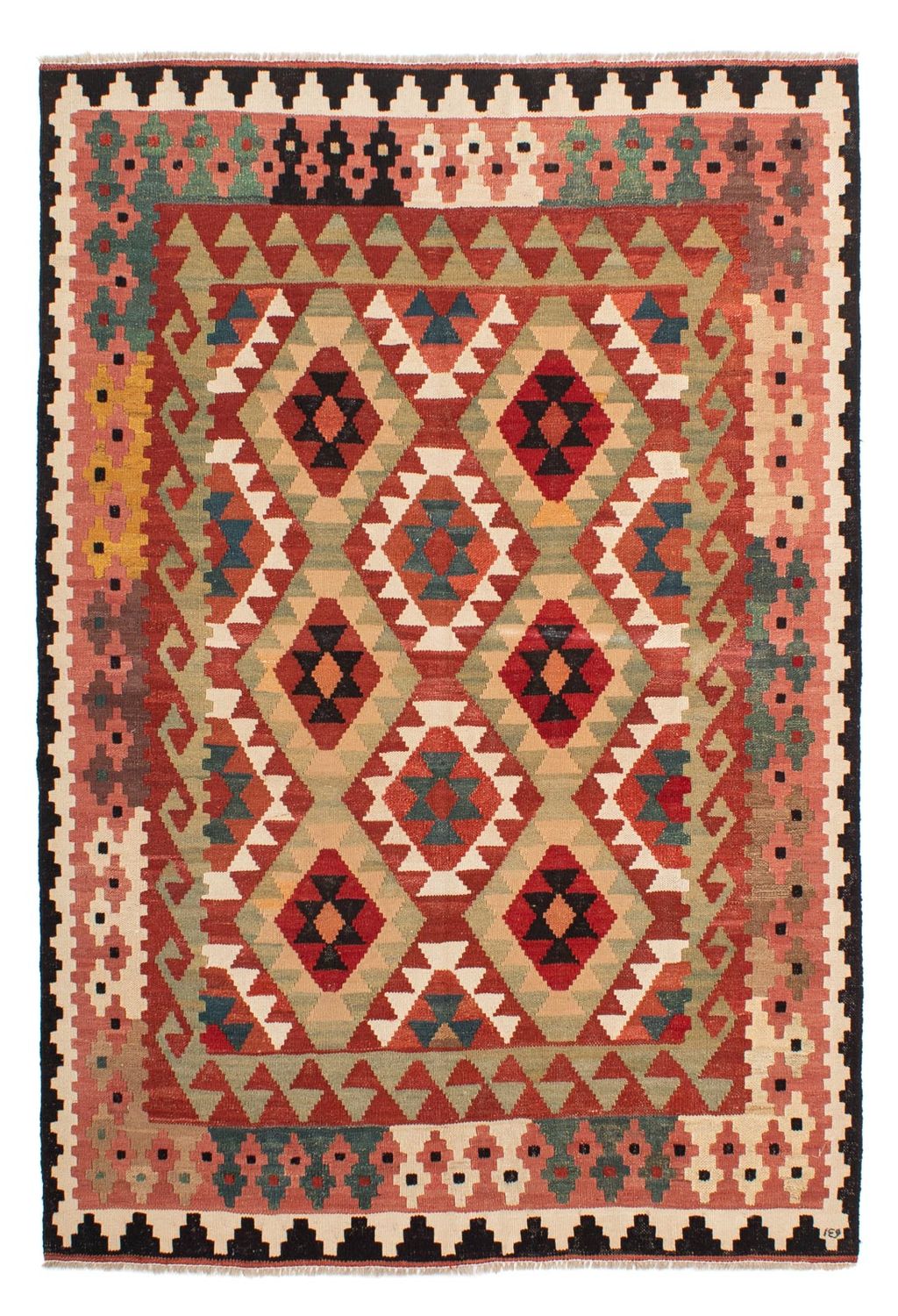Kelim Carpet - Splash - 201 x 150 cm - flerfarvet