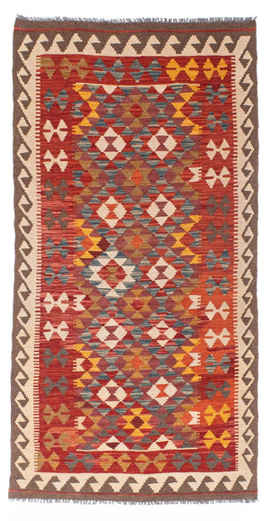 Løber Kelim-tæppe - orientalsk - 195 x 98 cm - rød