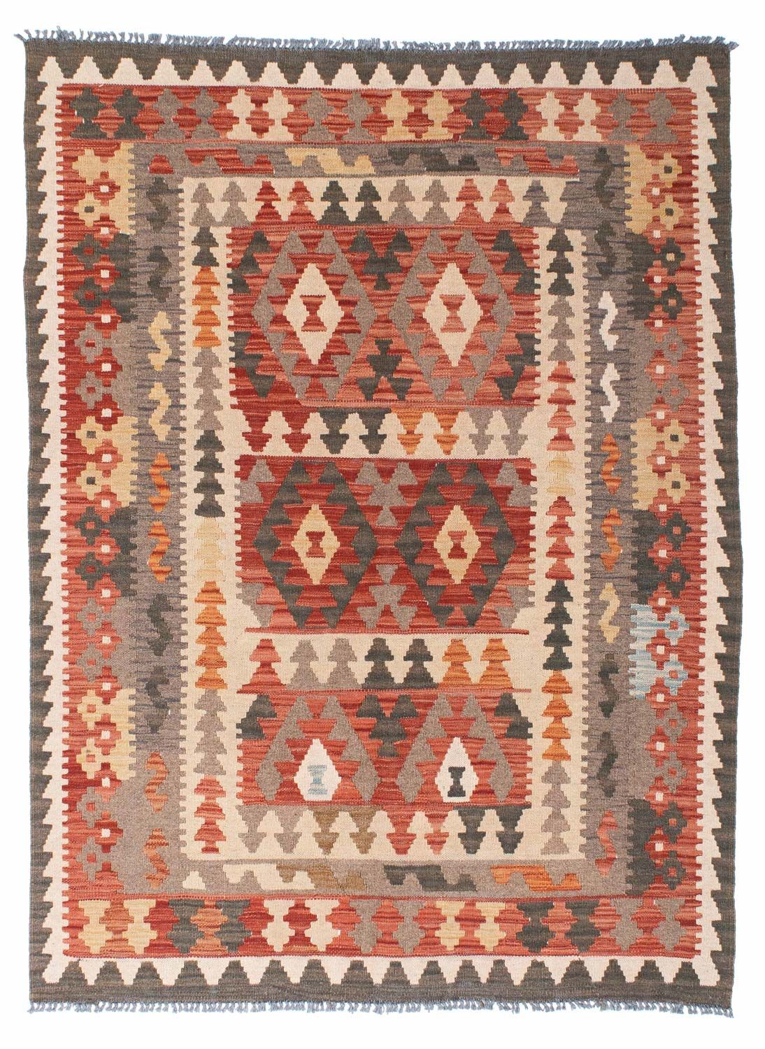 Kelim-tæppe - orientalsk - 194 x 147 cm - lysrød