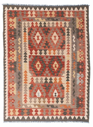 Kelim-tæppe - orientalsk - 194 x 147 cm - lysrød
