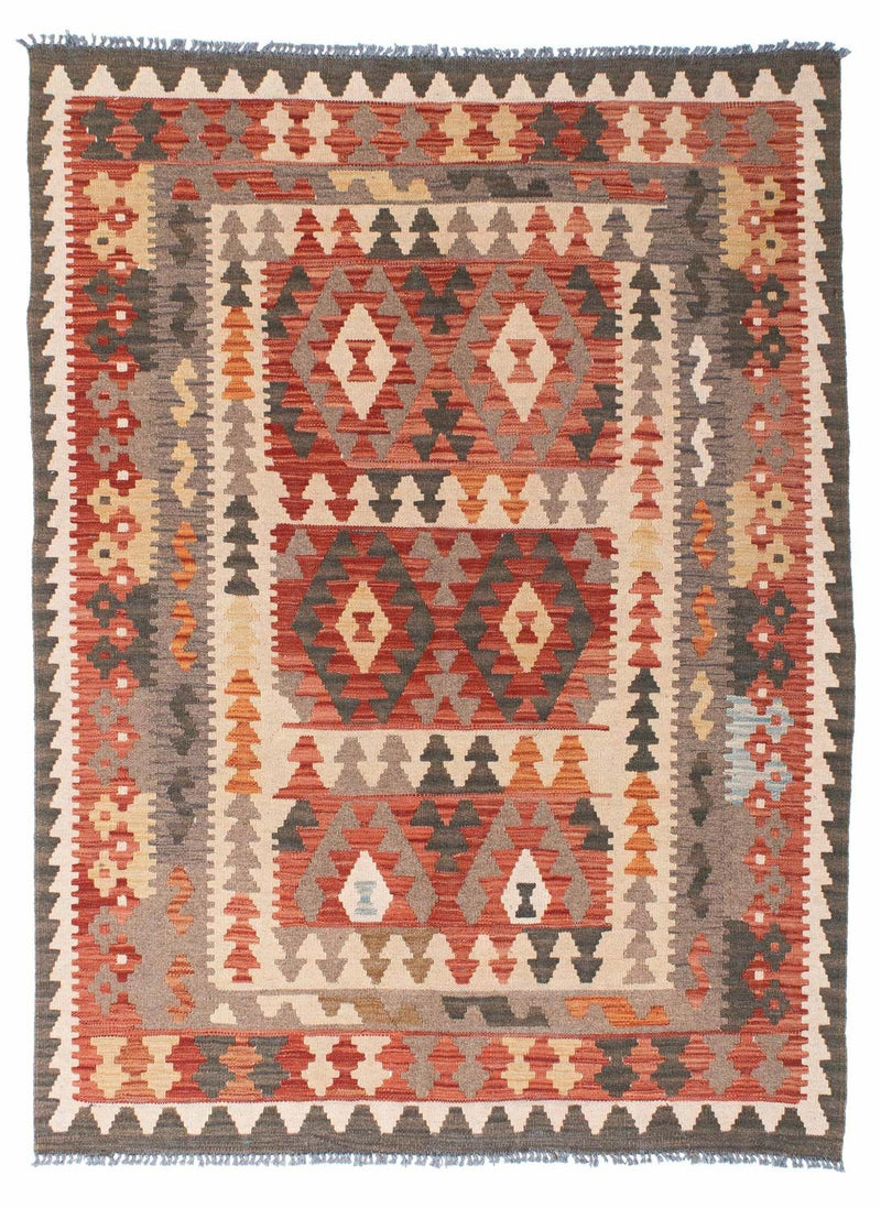 Kelim-tæppe - orientalsk - 194 x 147 cm - lysrød