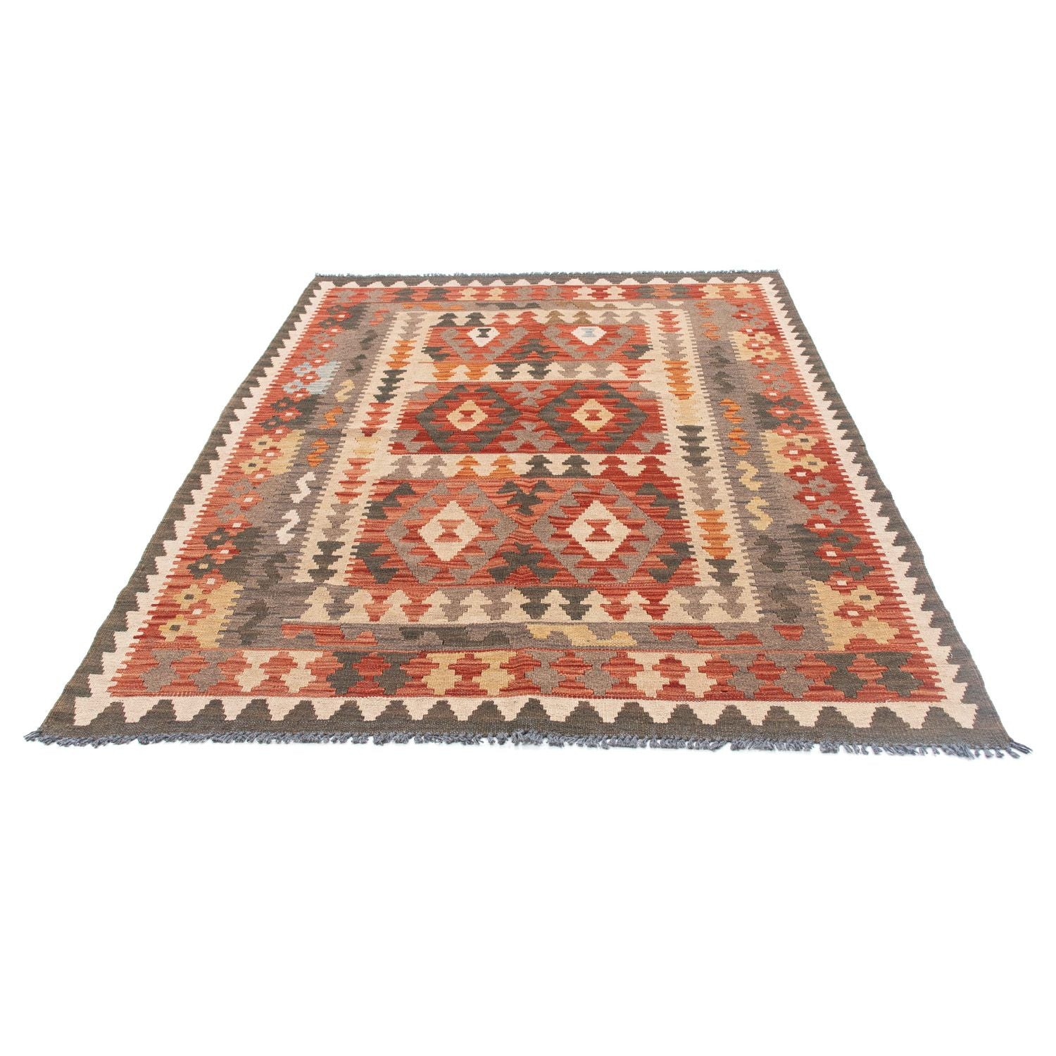 Kelim-tæppe - orientalsk - 194 x 147 cm - lysrød