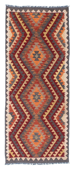 Løber Kelim-tæppe - orientalsk - 191 x 80 cm - grå