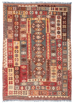 Kelim-tæppe - orientalsk - 195 x 145 cm - flerfarvet