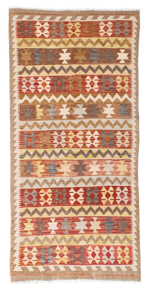 Løber Kelim-tæppe - orientalsk - 200 x 92 cm - lys brun